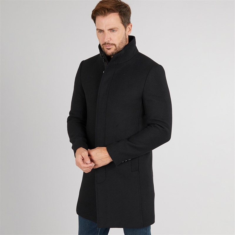 Feraud Mens Premium Funnel Neck Car Coat Black - Image 5