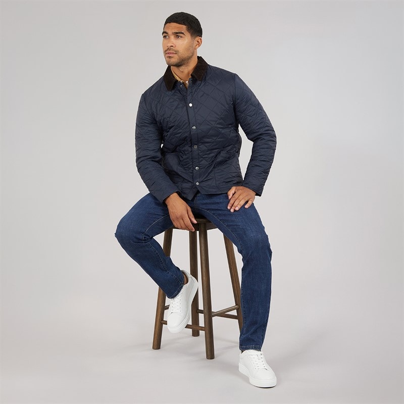 Feraud Mens Midweight Quilted Coat Navy - Image 4