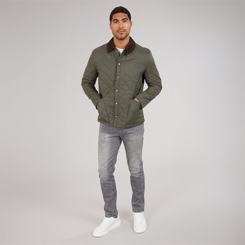 Feraud Mens Midweight Quilted Coat Olive - Image 4