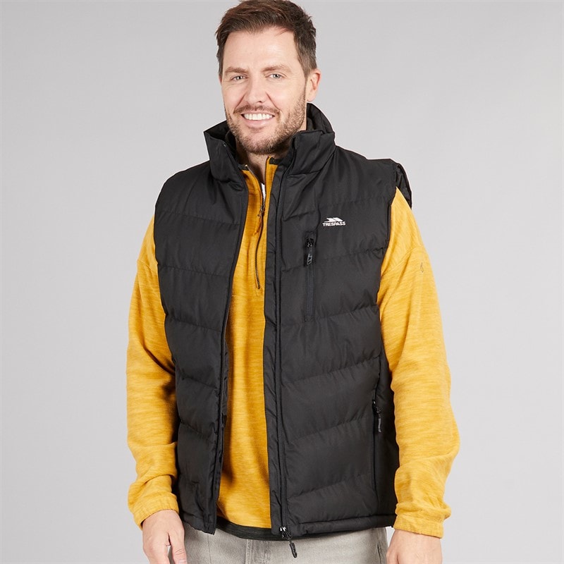 Trespass Mens Brecker Padded Waterproof Gilet Vest Black