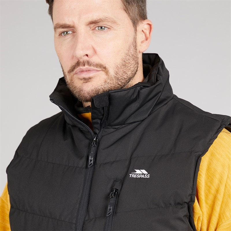 Trespass Mens Brecker Padded Waterproof Gilet Vest Black - Image 3