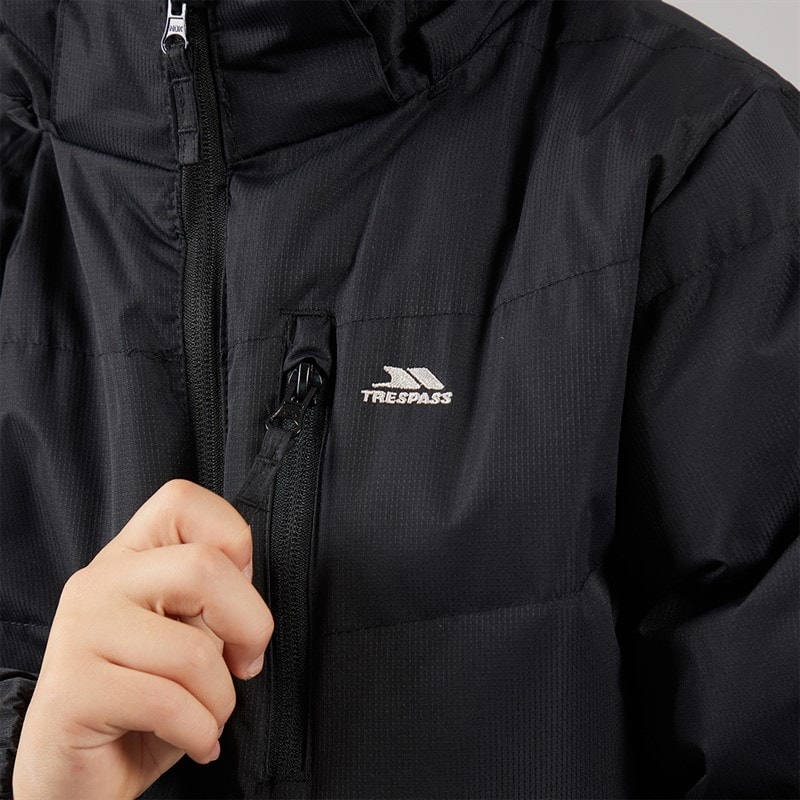 Trespass Junior Boys Figo Waterproof Padded Hooded Jacket Black - Image 3