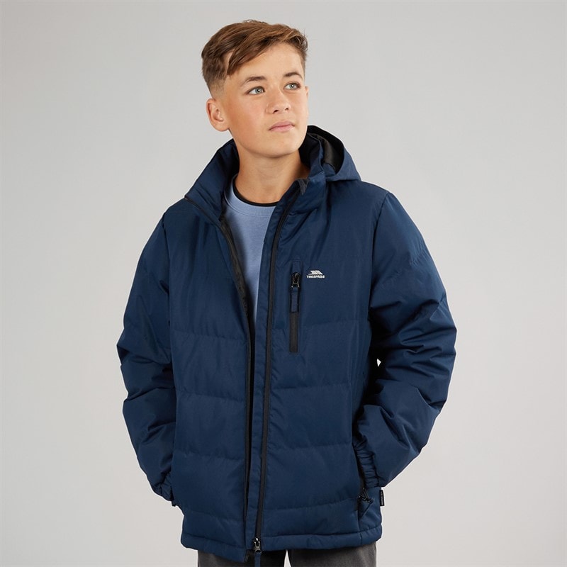 Trespass Junior Boys Figo Waterproof Padded Hooded Jacket Navy - Image 1