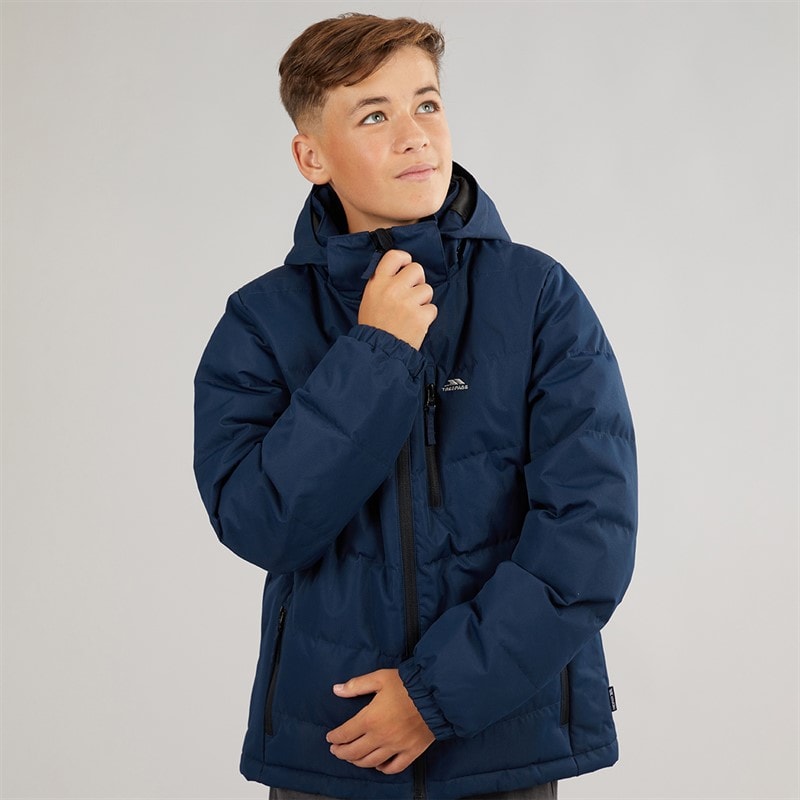 Trespass Junior Boys Figo Waterproof Padded Hooded Jacket Navy - Image 3