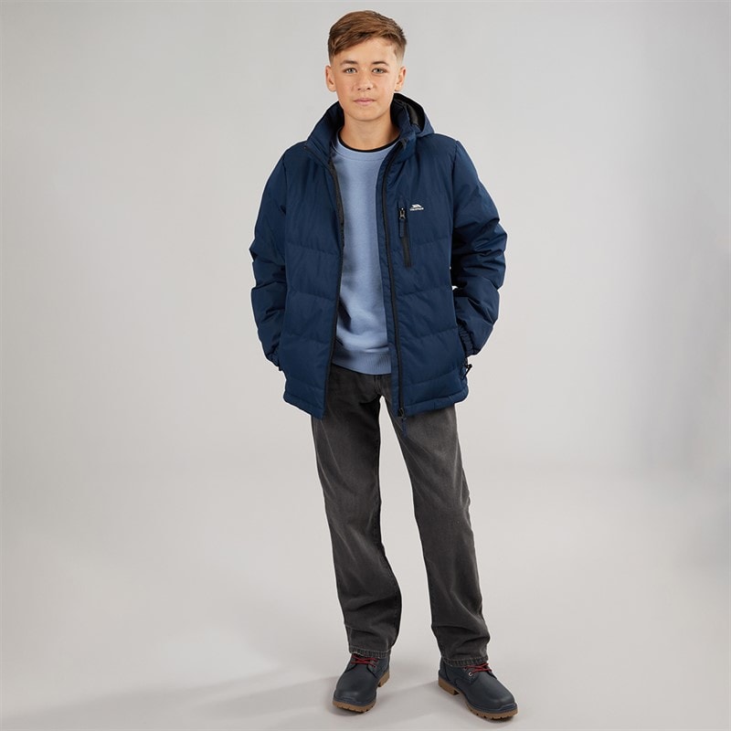 Trespass Junior Boys Figo Waterproof Padded Hooded Jacket Navy - Image 4