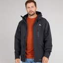 Trespass Mens Corvo Waterproof Hooded Shell Jacket Black