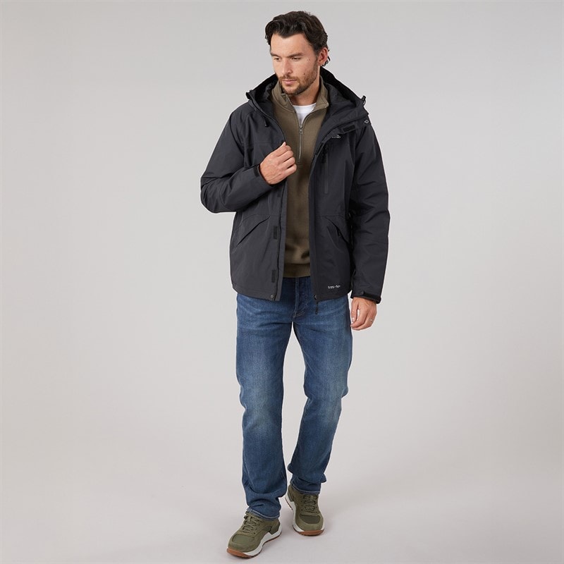 Trespass Mens Corvo Waterproof Hooded Shell Jacket Black - Image 4