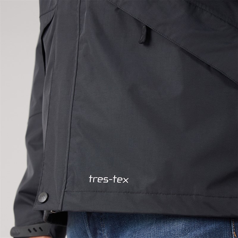 Trespass Mens Corvo Waterproof Hooded Shell Jacket Black - Image 5