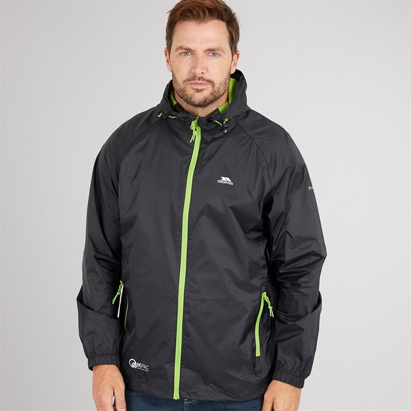 Trespass Mens Qikpac Waterproof Packable Jacket Black - Image 3