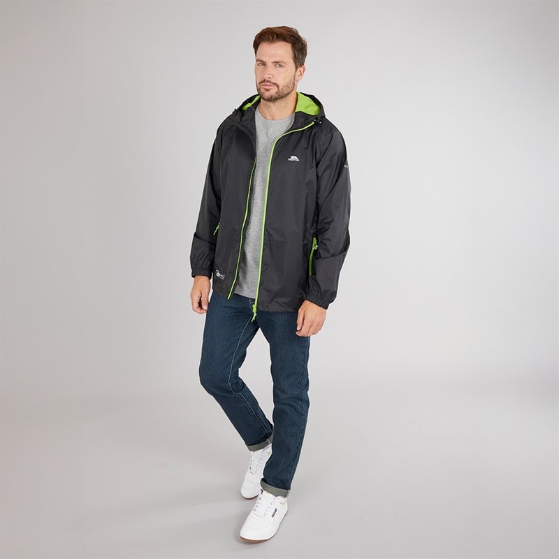 Trespass Mens Qikpac Waterproof Packable Jacket Black - Image 4