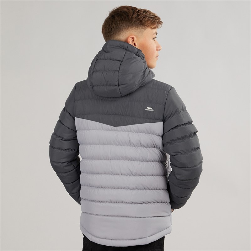 Trespass Junior Boys Oskar Padded Hooded Jacket Carbon/Platinum - Image 2