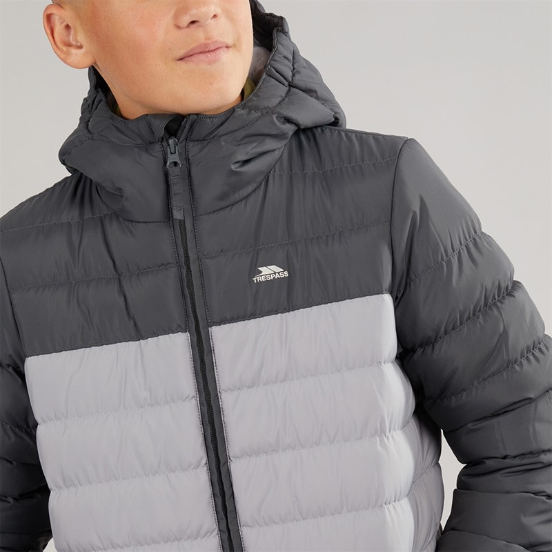 Trespass Junior Boys Oskar Padded Hooded Jacket Carbon/Platinum - Image 5