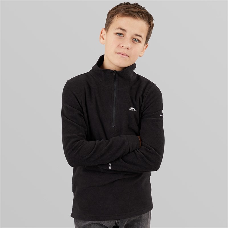 Trespass Junior Boys Masonville 1/2 Zip Micro Fleece Black
