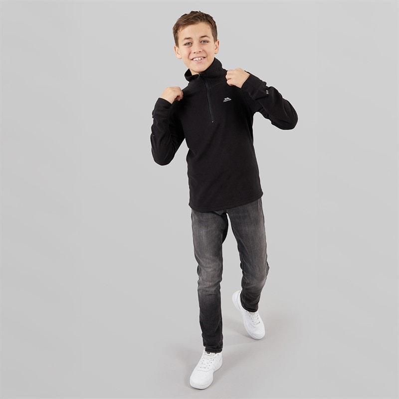 Trespass Junior Boys Masonville 1/2 Zip Micro Fleece Black - Image 4