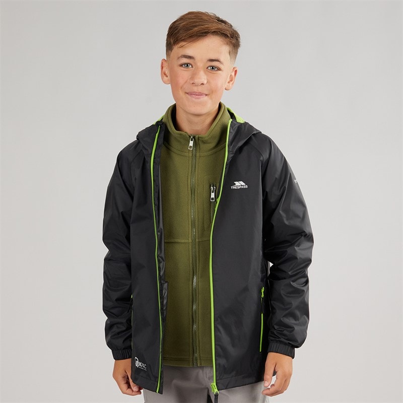 Trespass Junior Boys Qikpac Waterproof Jacket Black - Image 1