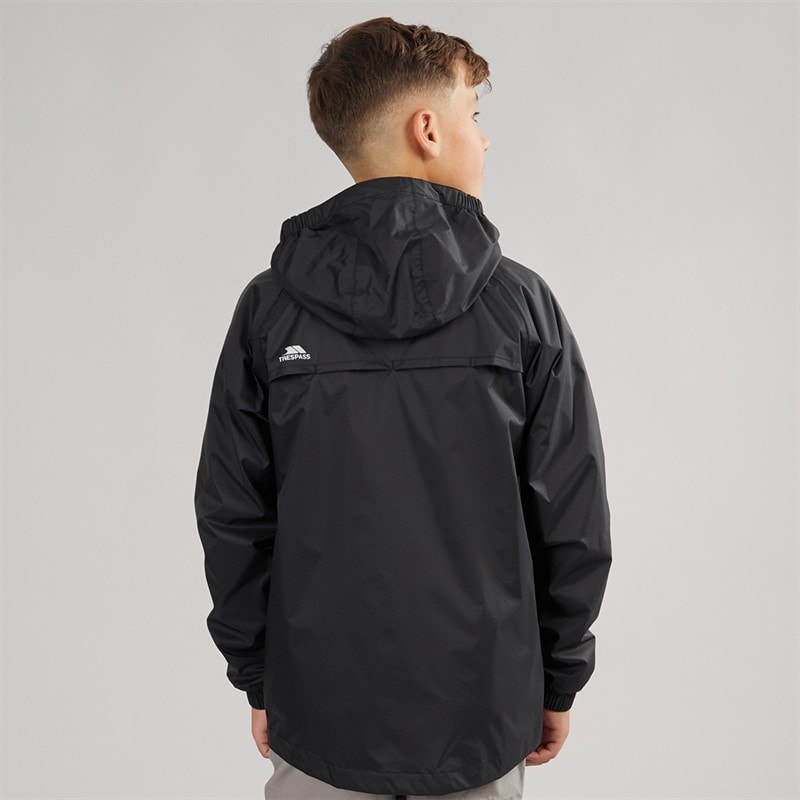 Trespass Junior Boys Qikpac Waterproof Jacket Black - Image 2