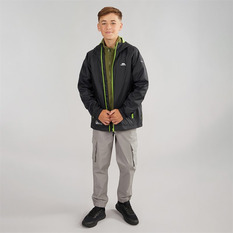 Trespass Junior Boys Qikpac Waterproof Jacket Black - Image 4
