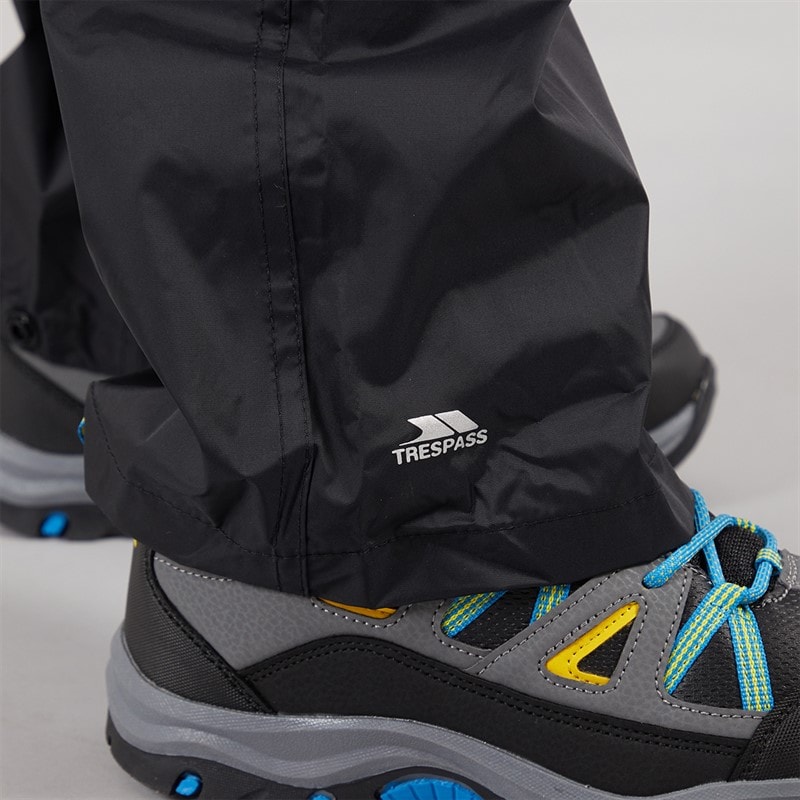 Trespass Kids Qikpac Waterproof Over Trousers Black - Image 5