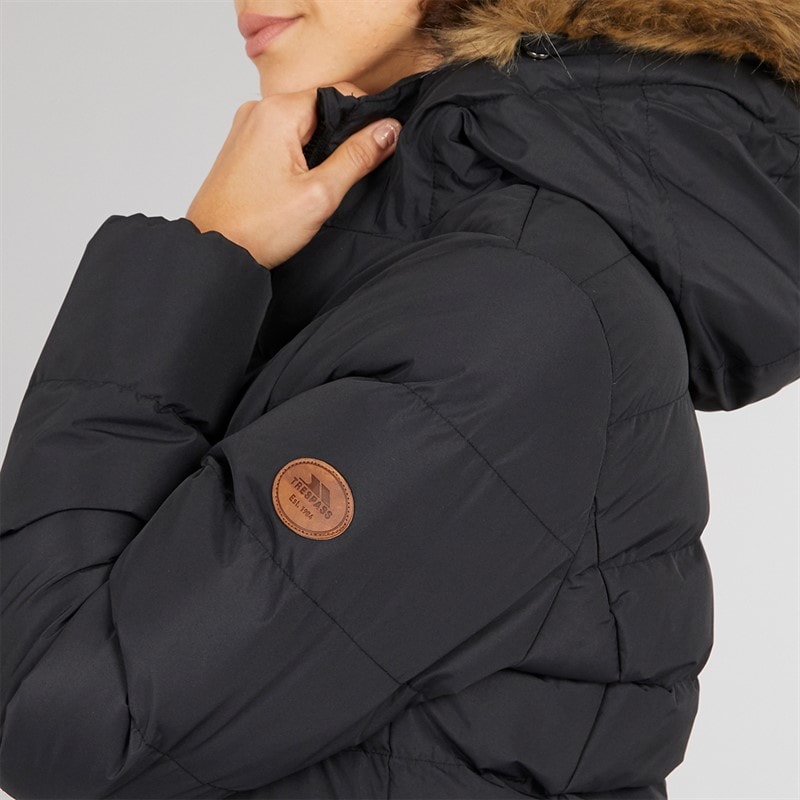 Trespass Womens Audrey Waterproof Padded Hooded Coat Black - Image 3