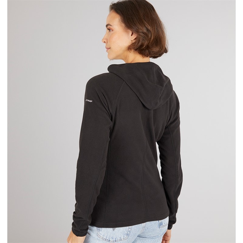 Trespass Womens Marathon Full Zip Hooded Fleece Jacket Black - Image 2
