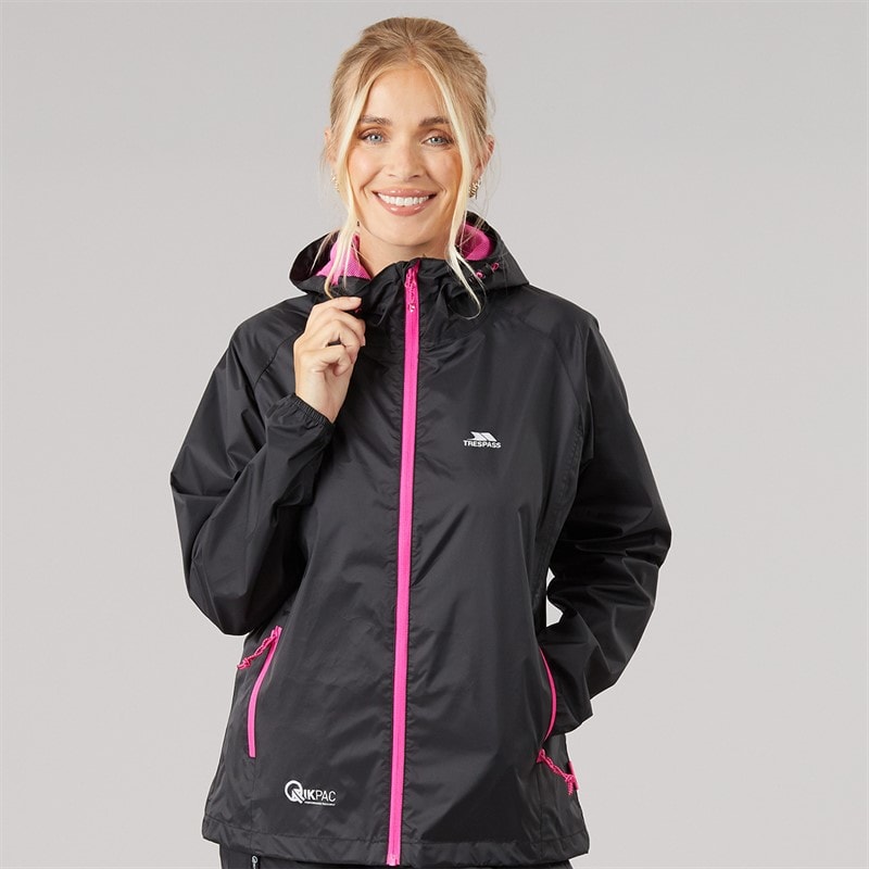 Trespass Womens Qikpac Waterproof Jacket Black - Image 3