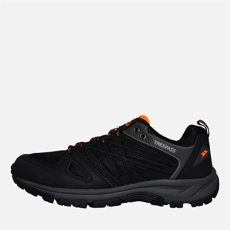 Trespass Mens Fisk Trail Walking Shoes Black/Shocking Orange - Image 1