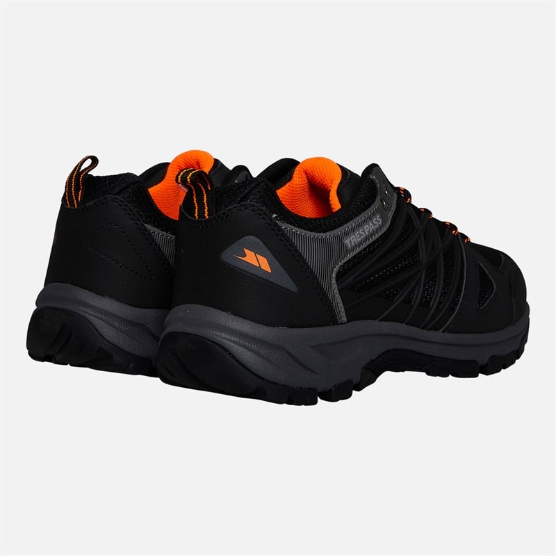 Trespass Mens Fisk Trail Walking Shoes Black/Shocking Orange - Image 3