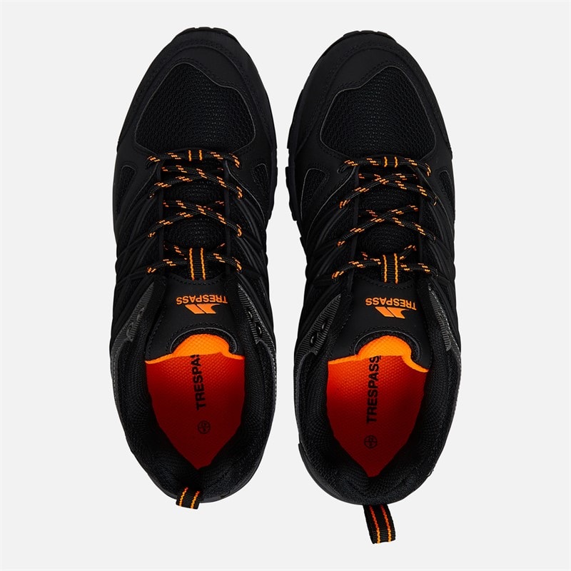 Trespass Mens Fisk Trail Walking Shoes Black/Shocking Orange - Image 4