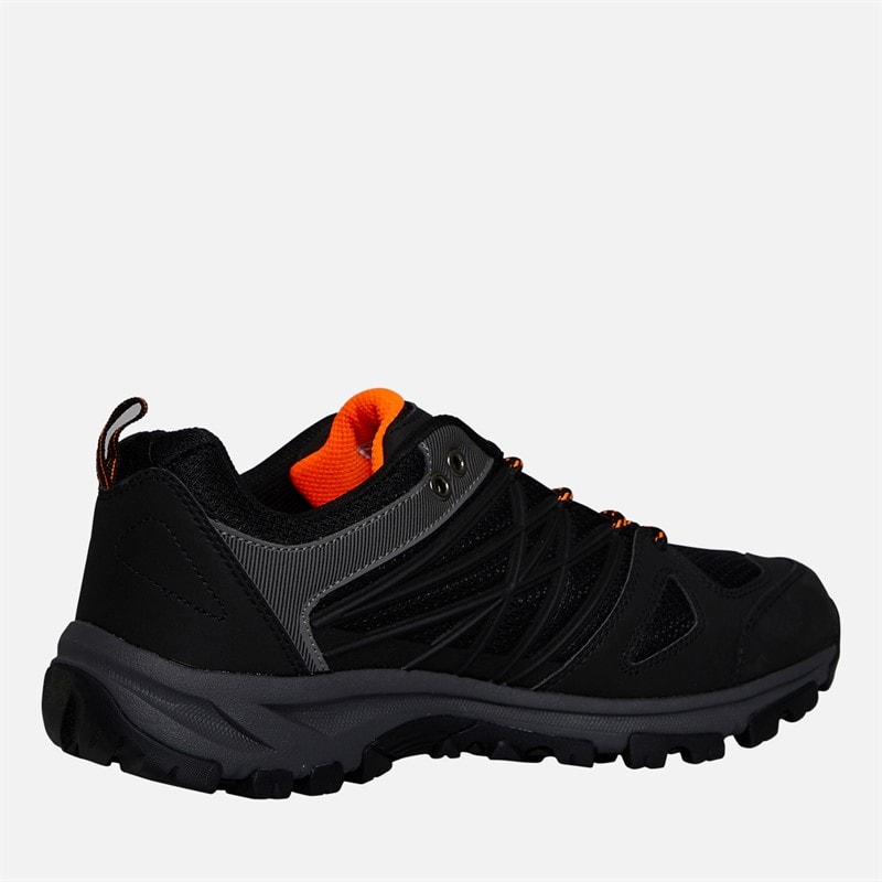 Trespass Mens Fisk Trail Walking Shoes Black/Shocking Orange - Image 5