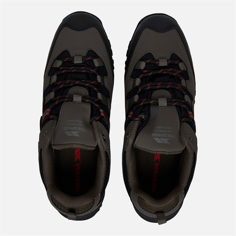 Trespass Mens Finley Low Waterproof Walking Shoes Coffee/Rust - Image 4