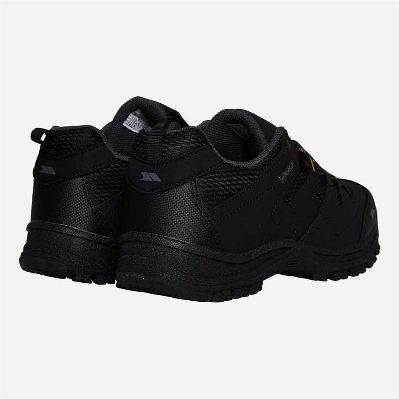 Trespass Mens Finley Low Waterproof Walking Shoes Black/Golden Brown - Image 3