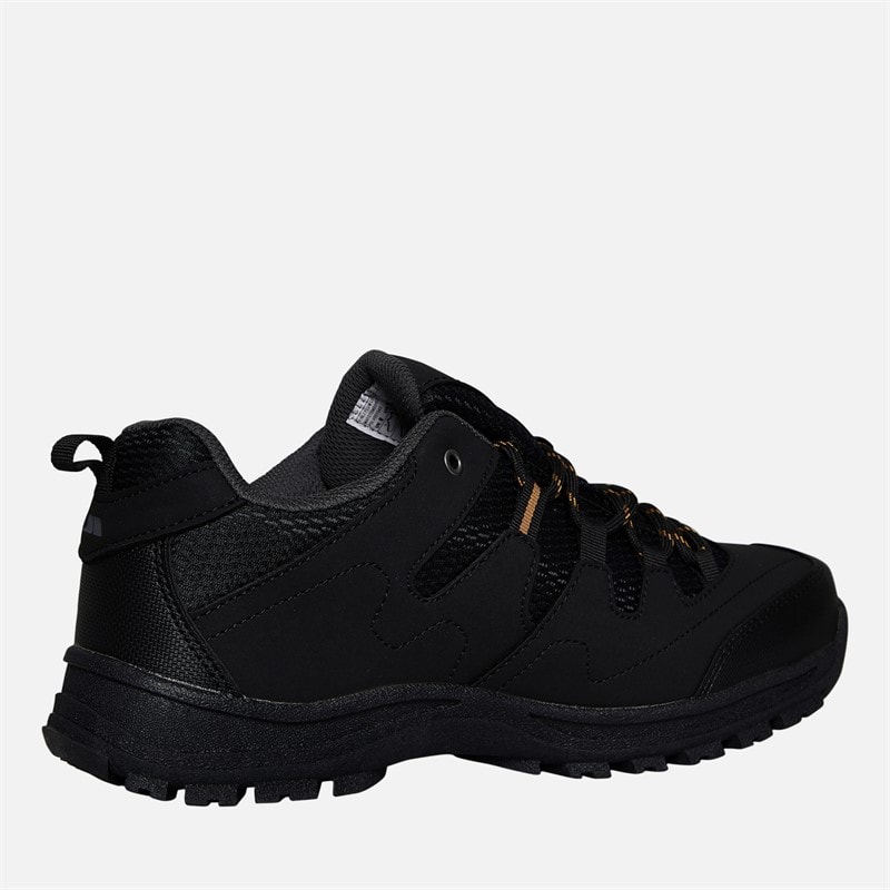 Trespass Mens Finley Low Waterproof Walking Shoes Black/Golden Brown - Image 5