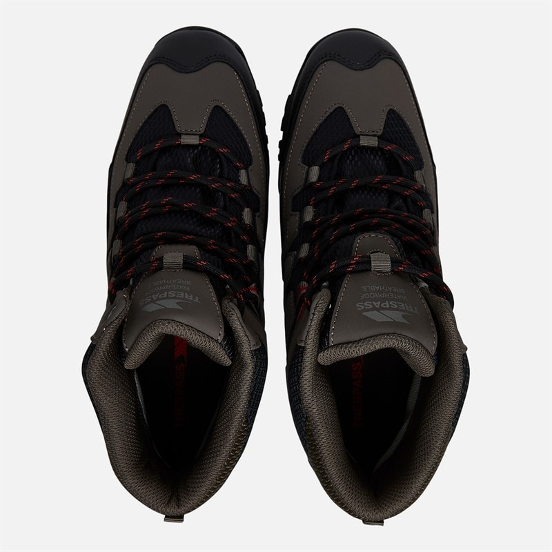 Trespass Mens Finley Mid Waterproof Walking Boots Coffee/Rust - Image 4