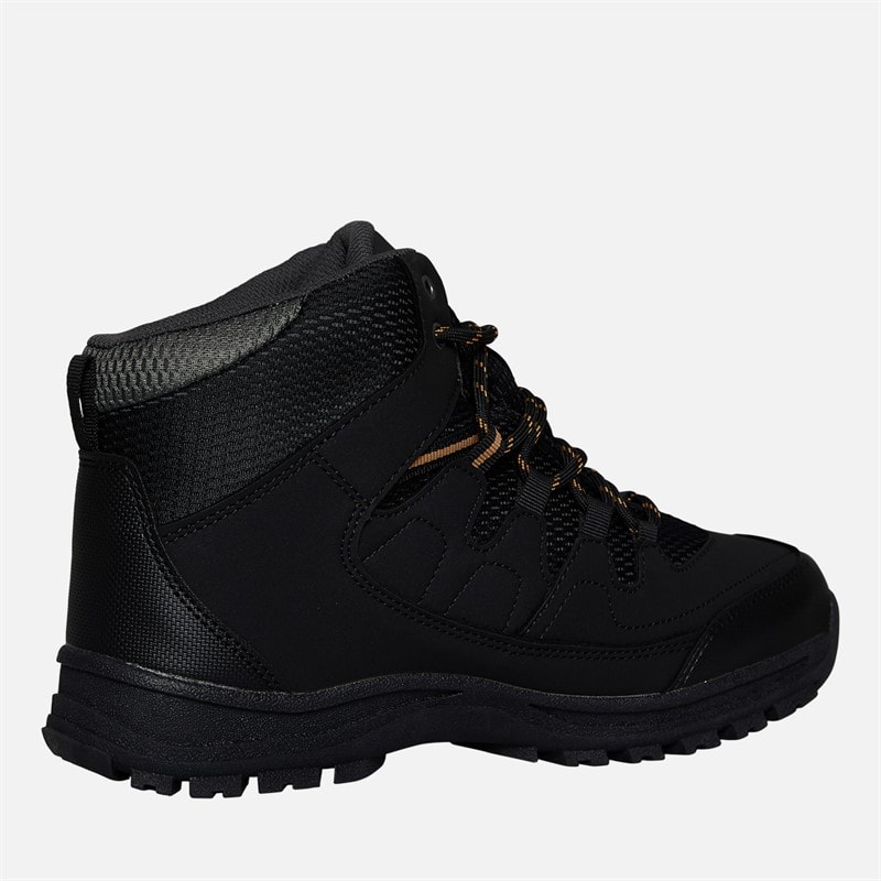 Trespass Mens Finley Mid Waterproof Walking Boots Black/Golden Brown - Image 5