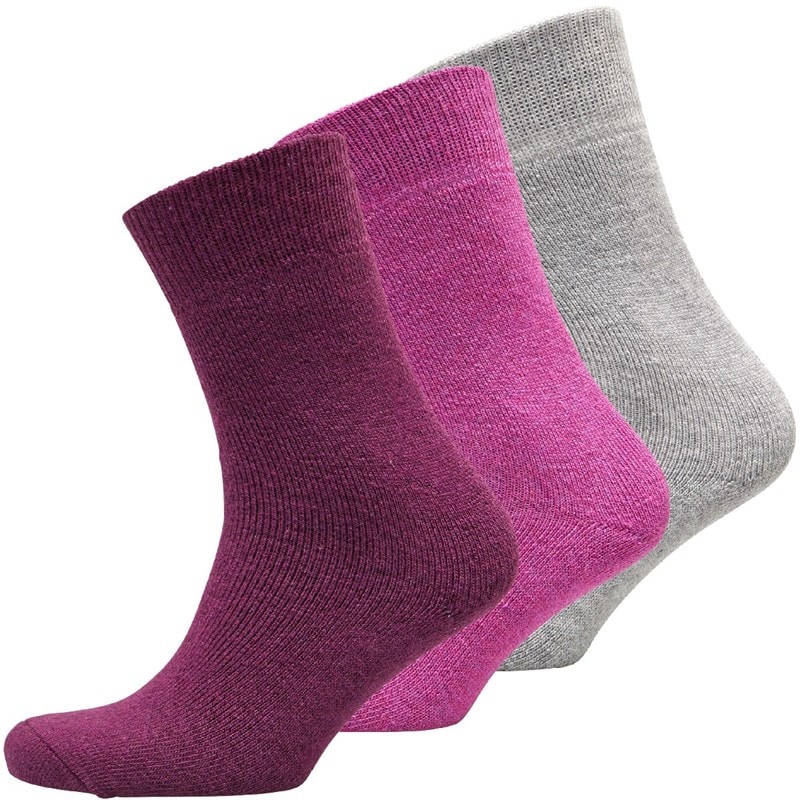 Trespass Womens Alert Thermal Three Pack Crew Socks Orchid/Purple/Grey Marl - Image 1