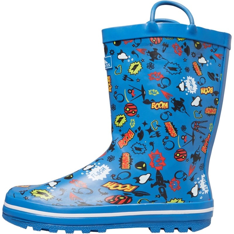 Trespass Junior Boys Apolloton Cartoon Printed Wellington Boots Comic Blue - Image 2