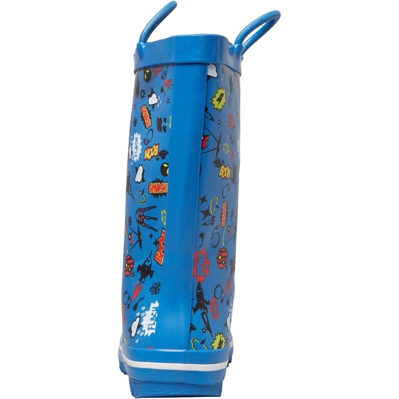 Trespass Junior Boys Apolloton Cartoon Printed Wellington Boots Comic Blue - Image 4