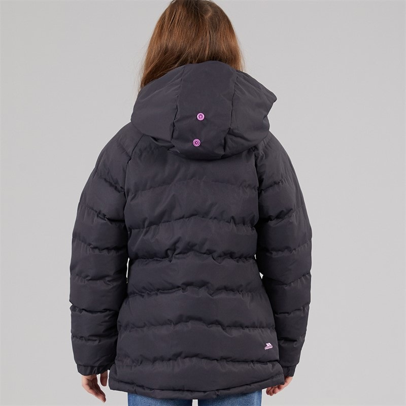 Trespass Girls Amira Waterproof Padded Hooded Jacket Dark Grey - Image 2
