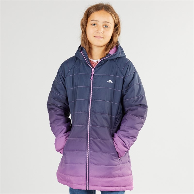 Trespass Girls Destiny Ombre Padded Hooded Coat Deep Pink Ombre