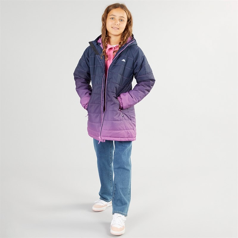 Trespass Girls Destiny Ombre Padded Hooded Coat Deep Pink Ombre - Image 4