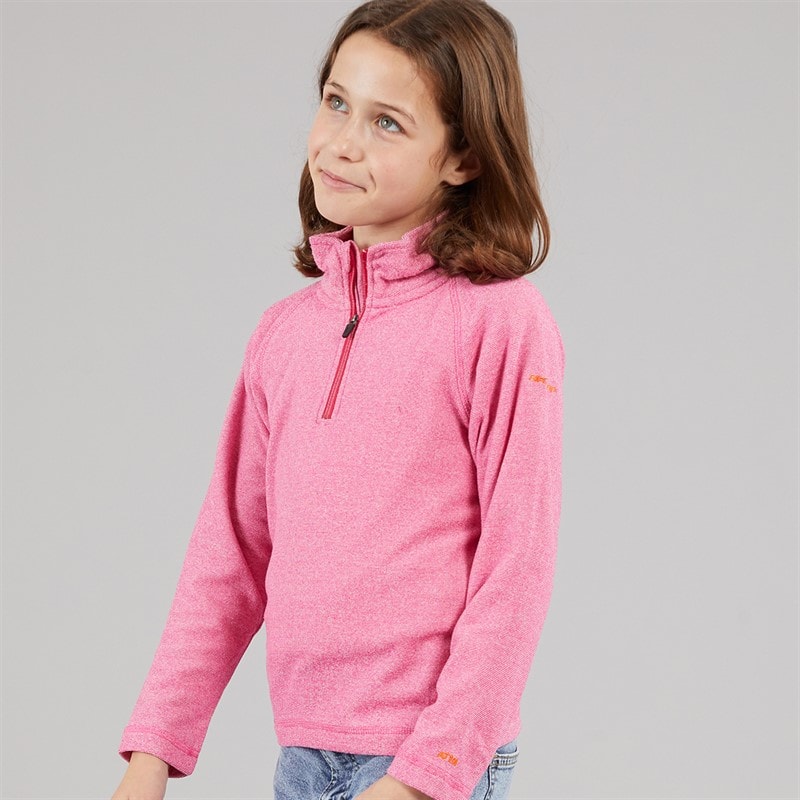 Trespass Girls Meadows 1/2 Zip Fleece Pink Lady