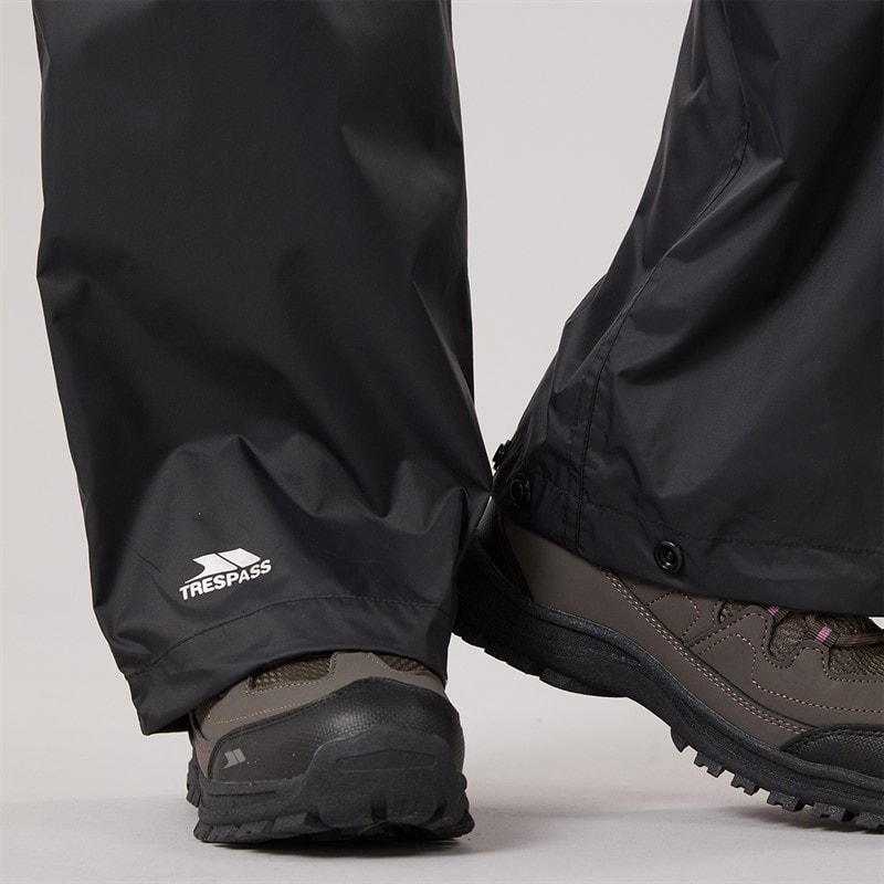 Trespass Womens Qikpac Waterproof Over Trousers Black - Image 3