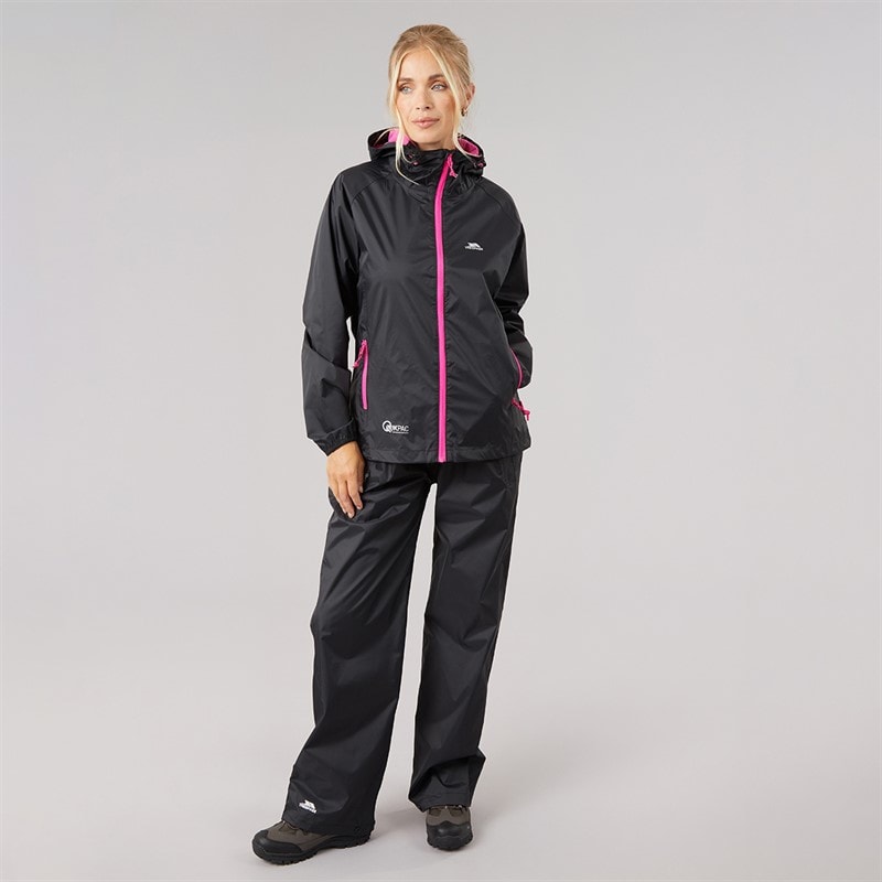 Trespass Womens Qikpac Waterproof Over Trousers Black - Image 4