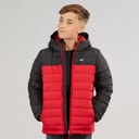 Trespass Junior Boys Oskar Padded Hooded Jacket Red/Dark Grey