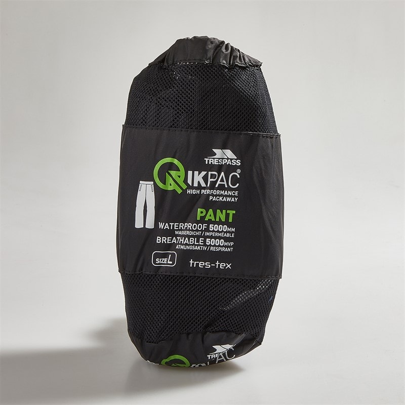 Trespass Mens Qikpac Waterproof Packable Trousers Black - Image 4
