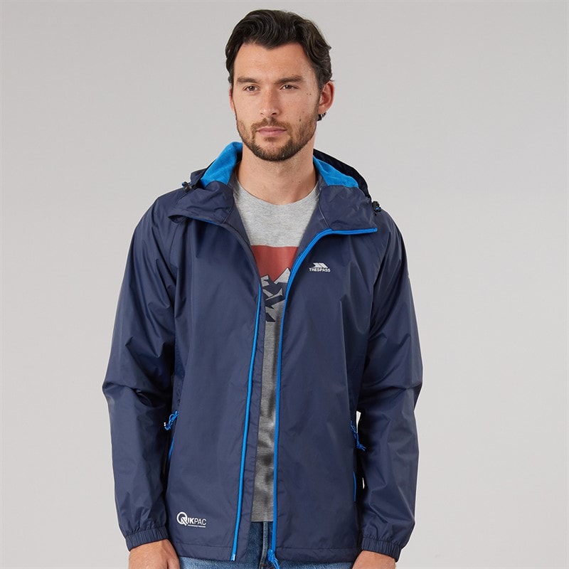 Trespass Mens Qikpac Waterproof Packable Jacket Navy - Image 1