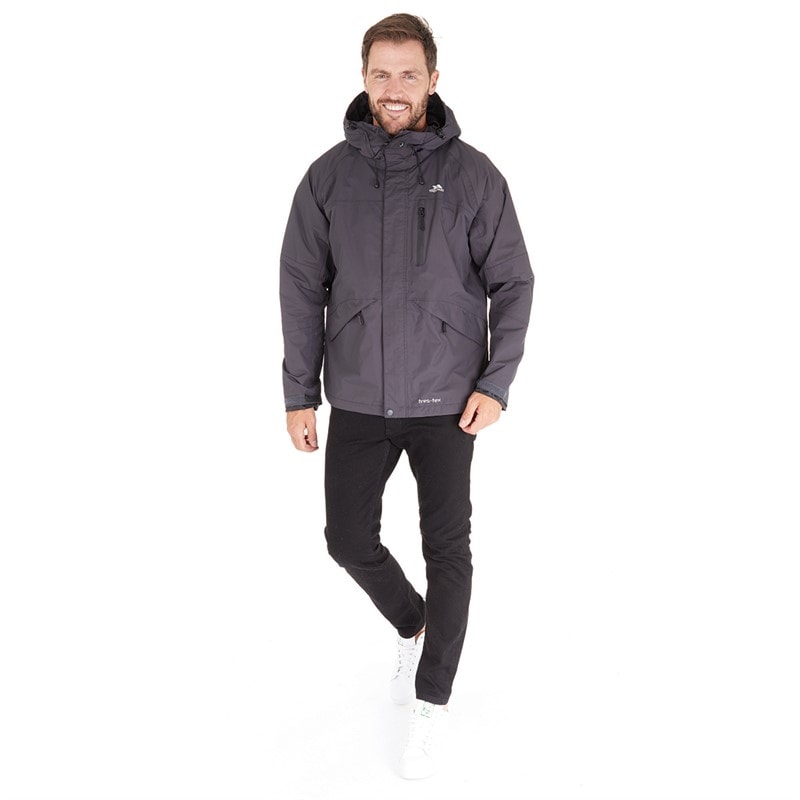 Trespass Mens Corvo Waterproof Hooded Shell Jacket Dark Grey - Image 4
