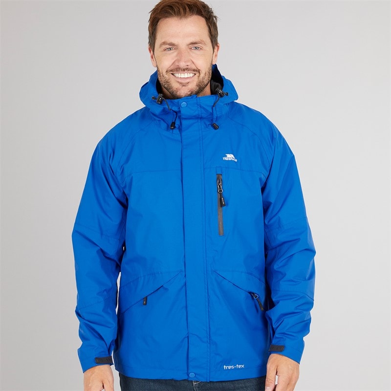 Trespass Mens Corvo Waterproof Hooded Shell Jacket Blue