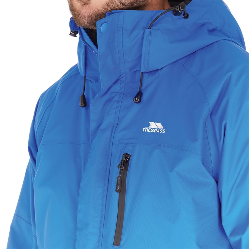 Trespass Mens Corvo Waterproof Hooded Shell Jacket Blue - Image 3