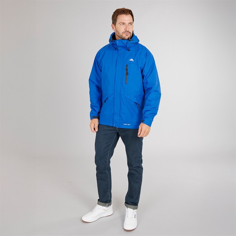 Trespass Mens Corvo Waterproof Hooded Shell Jacket Blue - Image 4
